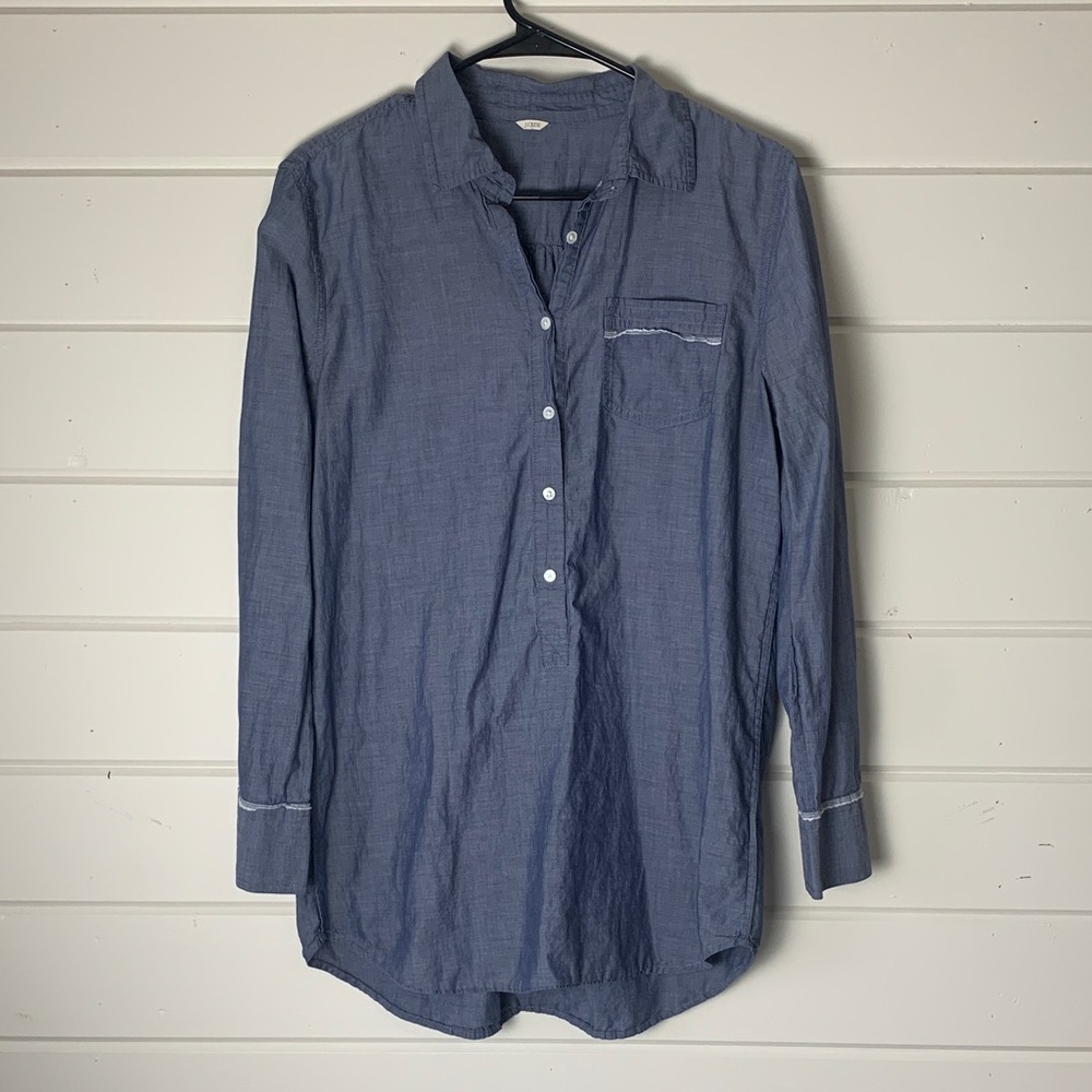 J.CREW Chambray Selvedge Edge Popover Tunic Women’s Size see measurements